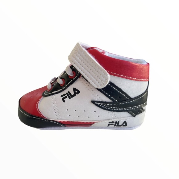 Fila Red, Black and White Hi Top Crib Shoes Size 6-9 months - Picture 2 of 6